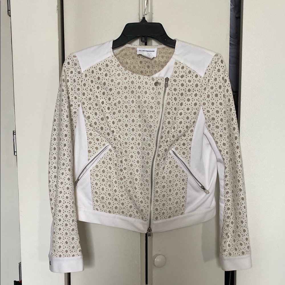 Club Monaco White Blazer with Lace Pattern